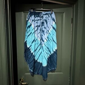 Blue Tie-Dye Maxi Skirt